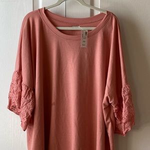 Avenue Lace Sleeve Detail Sweatshirt 26/28 NWT